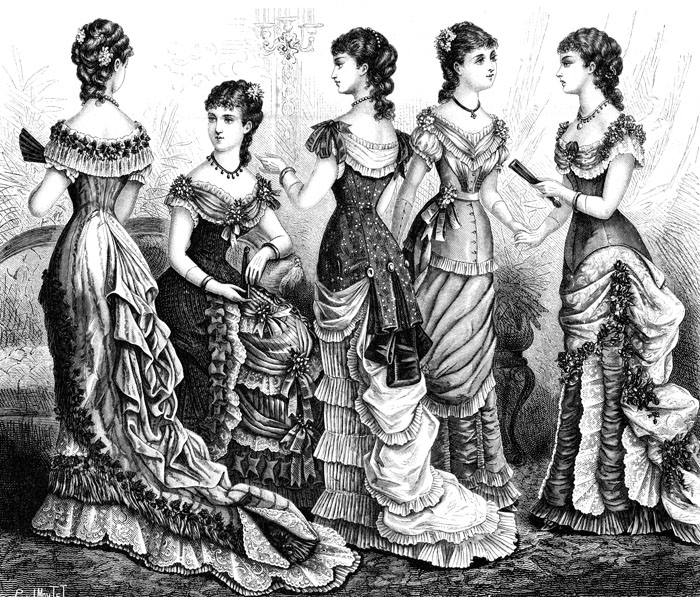 Drawing of five ladies